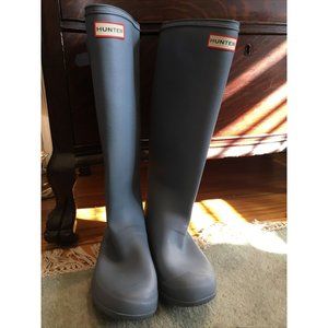 HUNTER Women's Light Blue Gray Matte Rubber Rain Boots Shoes Size 9 US